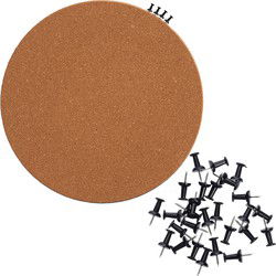 Prikbord incl. 25x punaises - rond - 30 cm - kurk - Prikborden