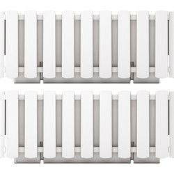 Plantenbak/bloembak Fence look - 2x - kunststof - parel wit - 38 x 18 x 16 cm - Plantenpotten