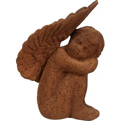 Clayre & Eef Decoratie Beeld Engel 15 cm Bruin Polyresin Religious sculpture