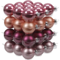 Othmar Decorations kerstballen - 36x st - hibiscus roze - D4 cm - glas - Kerstbal