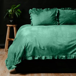 Ruffles Velvet Dekbedovertrek Groen-Lits-jumeaux (240 x 200/220 cm)