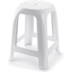 PlasticForte Opstap krukje - 3x stuks - L37 x H46,5 cm - wit - Huishoudkrukjes