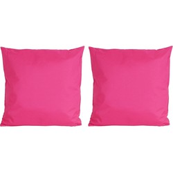 Set van 2x stuks buiten/woonkamer/slaapkamer kussens in het fuchsia roze 45 x 45 cm - Sierkussens