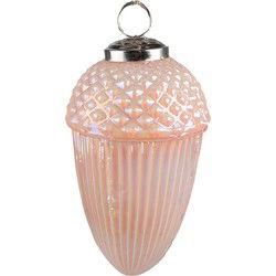 Clayre & Eef Kerstbal Eikel Roze Glas