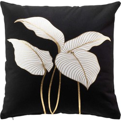 Kussen Leaves – Zwart – Goud – 45 x 45 cm (incl. vulling)