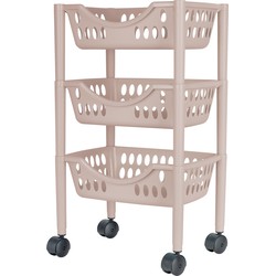 Keukentrolley - 3-laags - taupe - kunststof - 39 x 26,5 x 66,5 cm - Opberg trolley