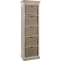 J-line - Rek + 5 Manden Hout Nat 59x40x194cm - 59x39.5x193.5cm