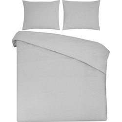 DoubleDry Dekbedovertrek 100% Natuurlijk Katoen - Lits Jumeaux 240x200/220 cm + 2 Kussenslopen - Ademend & Zacht - Ultra Lichtgrijs