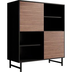 Meubella - Dressoir Prince - Zwart - Eiken - 100 cm