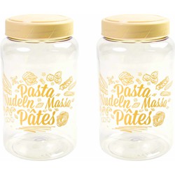 3x stuks pasta voorraadpot/bewaarpot gele deksel 1500 ml kunststof 10,5 x 19,5 cm - Voorraadpot