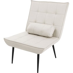 Loungestoel crème Gestoffeerde fauteuil met lendenkussen Relaxfauteuil ML design