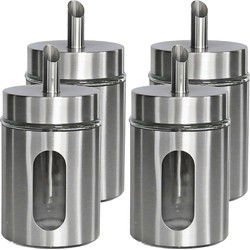 Gerimport Suikerpot/suikerstrooier - 4x - RVS metaal - Suikerstrooiers