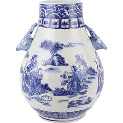 Fine Asianliving Chinese Vaas Blauw Wit Porselein D21xH29cm
