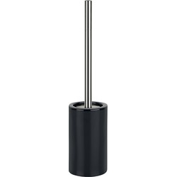 Spirella Luxe Toiletborstel in houder Sienna - zwart glans - porselein - 42 x 10 cm - met binnenbak - Toiletborstels