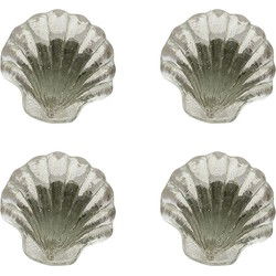 Clayre & Eef Deurknop Set van 4 Schelp Transparant Glas