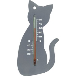 2 stuks - Muurthermometer kunststof grijs kat 15x9,5x0,3 cm