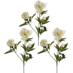 3x stuks kunstbloem pioenrozen takken 70 cm wit - Kunstbloemen