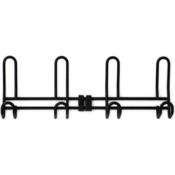 Wandkapstok - zwart - 4-haaks - hoogwaardig aluminium - 12,6 x 38 cm - kapstok - Kapstokken