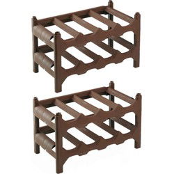Hega Hogar Wijnfles rek - 2x - 41 x 24 x 24 cm - voor 8 flessen -Kunststof - Wijnrekken