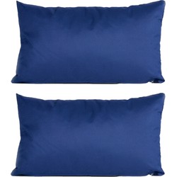 6x Buiten/woonkamer/slaapkamer kussens in het donkerblauw 30 x 50 cm - Sierkussens