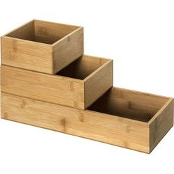 5Five keuken organizers - 3x stuks - verschillende formaten - bamboe - Bestekbakken