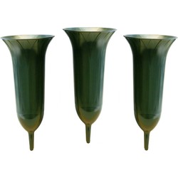 Set van 5x stuks grafbloemen vazen van plastic groen 25 cm op prikker - Vazen