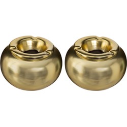 Set van 2x stuks terras asbakken/stormasbakken rond keramiek 13 x 8 cm goud - Asbakken