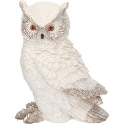 Dierenbeeldje Sneeuwuil Owly - wit - vogel - 12x13cm - polyresin - Beeldjes