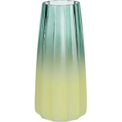 Bellatio Design Bloemenvaas - groen/geel - glas - D10 x H21 cm - Vazen