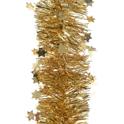 5x Kerst lametta guirlandes goud sterren/glinsterend 10 x 270 cm kerstboom versiering/decoratie - Kerstslingers