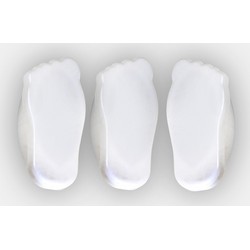 Pedicuredoos voetvorm wit 12 x 5,5 x 4 cm - Set van 3