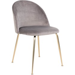 Geneve Dining Chair - Chair in grey velvet with legs in brass look - set of 2