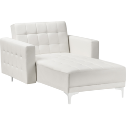 Beliani ABERDEEN - Chaise longue-Wit-Kunstleer