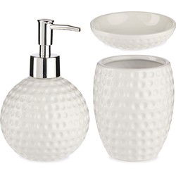 Berilo Badkameraccessoires - 3-delig - wit - keramiek - Badkameraccessoireset
