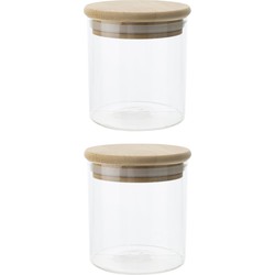 Set van 3x stuks voorraadpotten/bewaarpotten 330 ml glas met houten deksel - Voorraadpot