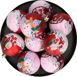 9x Kunststof kerstballen met kerstmannen en sneeuwpoppen 6 cm - Kerstbal
