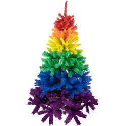 R en W Kunst kerstboom - regenboog kleuren - H170 cm - kunststof - Kunstkerstboom