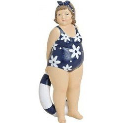 Beeldje - dikke dame met reddingsboei - polystone - 12 cm - Beeldjes