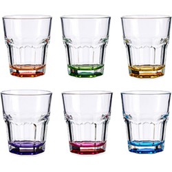 Waterglazen/drinkglazen - 12x - kleurenmix - 285ml - 9 x 9,5 cm - Drinkglazen