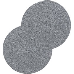 Set van 12x stuks placemats zwart/wit katoen 38 cm - Placemats