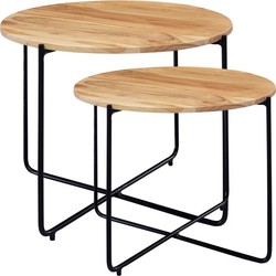 Pippa Design salontafel set hout staal - bruin zwart