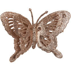 Clayre & Eef Decoratie Beeld Vlinder 12x2x9 cm Koperkleurig Kunststof