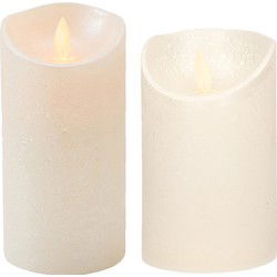 Set van 2x stuks Creme Parel Led kaarsen met bewegende vlam - LED kaarsen