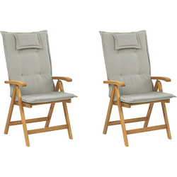 JAVA  - Tuinstoel set van 2 - Taupe - Acaciahout