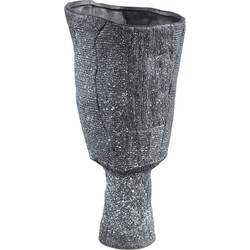 PTMD Nirah Black ceramic pot unequal shaped round S