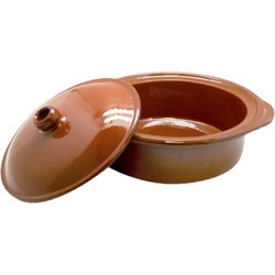 Tapas terracotta ovenschaal/stoofpot cocotte met deksel 26 cm - Braadpannen