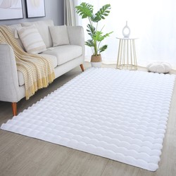 Ambiance Fluffy - Hoogpolig Vloerkleed - Uni Effen Kleur - Wit - Woonkamer Tapijt - Met Katoenen Rug- 140x200 CM