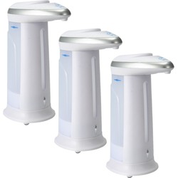 3x stuks zeep/geldispensers met sensor wit 330 ml - Zeeppompjes