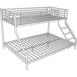 Metalen bed - 3-persoons -  210x98/148x160