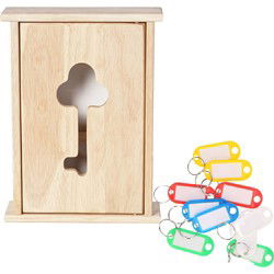 Houten sleutelkastje met 10x stuks sleutellabels - 19 x 26 cm - Sleutelkastjes